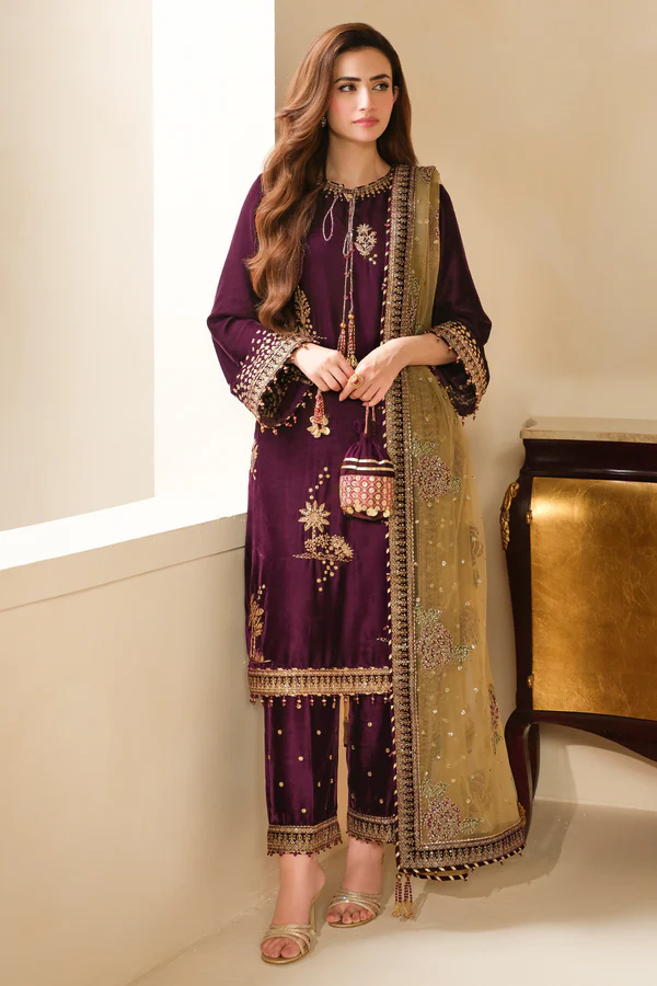 Jazmine Luxury Embroidered Unstitched Velvet Formal VF-2032