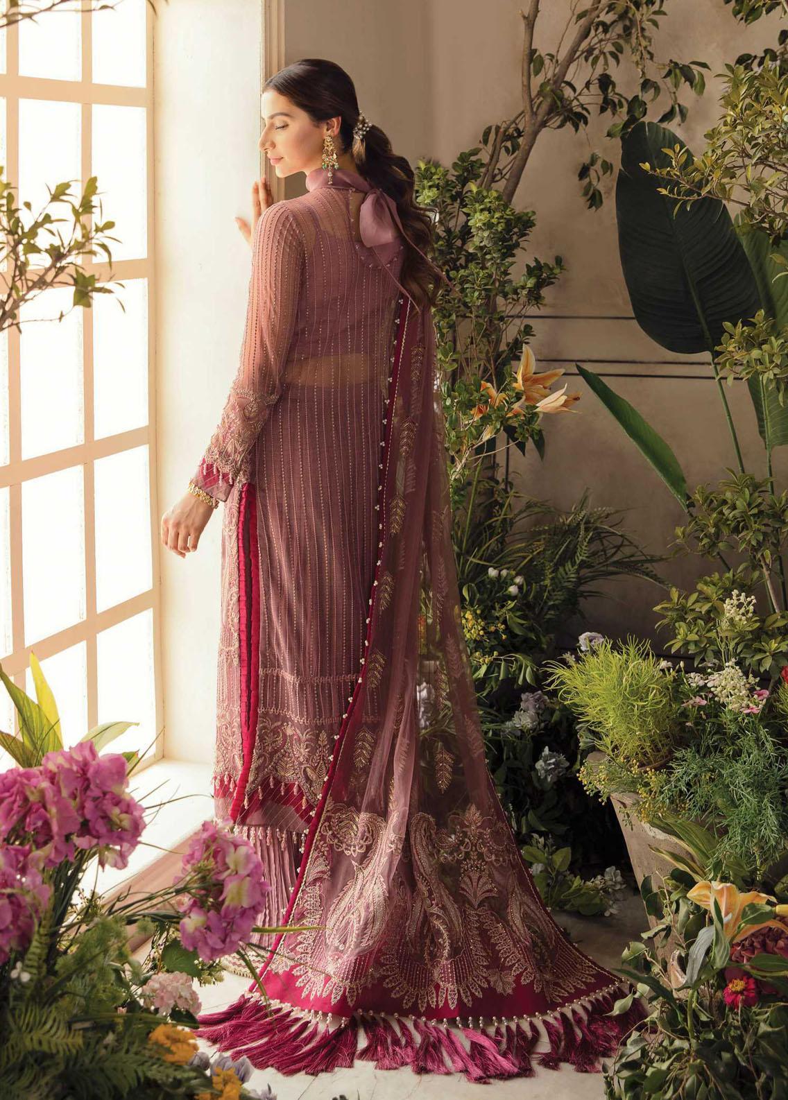 La Fuchsia By Afrozeh Embroidered Net Suits Unstitched 3 Piece AF22WD 07 Valentina - Wedding Collection