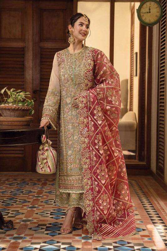 Aik Jhalak by Crimson Organza Embroidered Suits Unstitched 3 Piece CR D2 - Luxury Wedding Collection