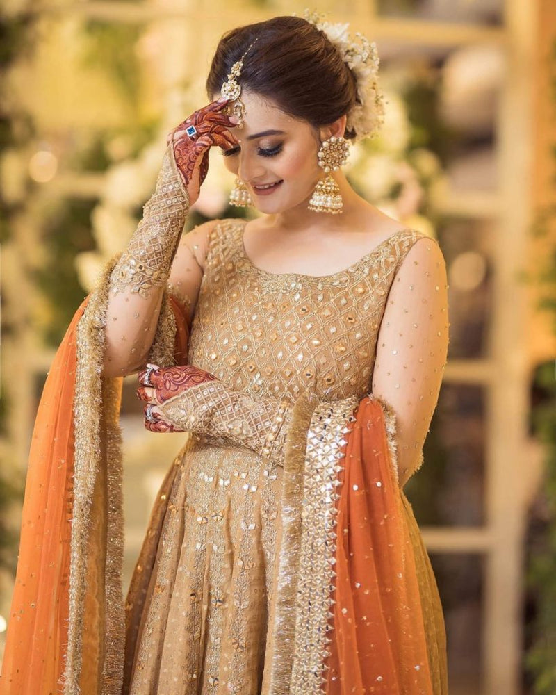 Aiman Khan spotted wearing Faiza Saqlain 3 Pieces Unstitch Suits With Mirror Work