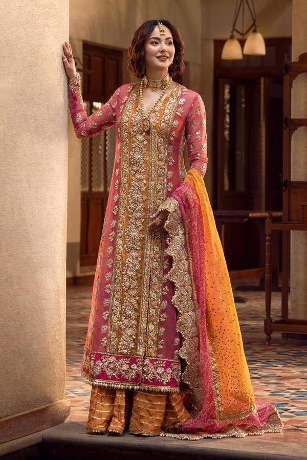 CRIMSON AIK JHALAK WEDDING FESTIVE 3 PC Hand Made Unstitched Collection MEHNDI GALORE