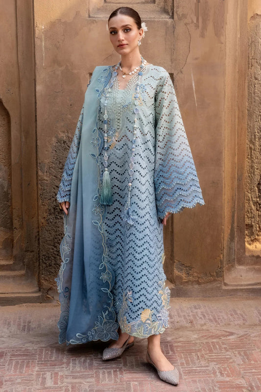 Crimson - Luxury Lawn Embroidered 3 Piece Unstitched - OMBRE LOVE - D8A