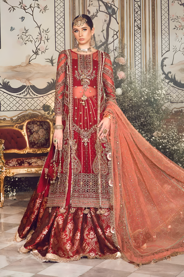 Mbroidered By Maria.B Embroidered Organza Suits Unstitched 4 Piece MB-D8 - Luxury Collection