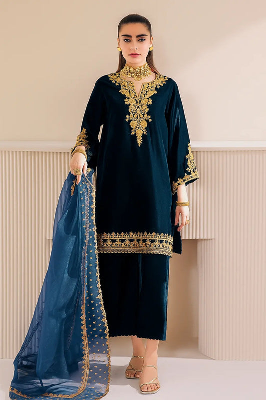 Baroque Luxury Velvet Embroidered 3 Piece Unstitched