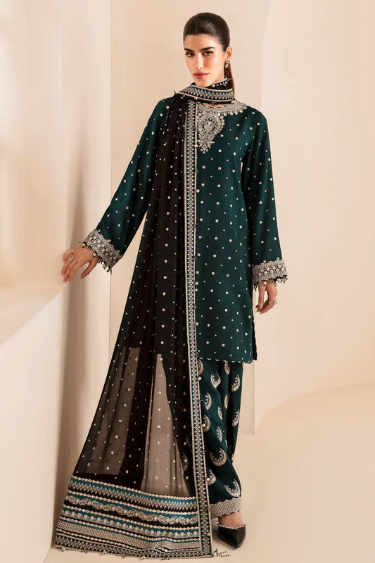 Jazmin Premium Embroidered Unstitched 3 Pc Raw Silk UR-7035