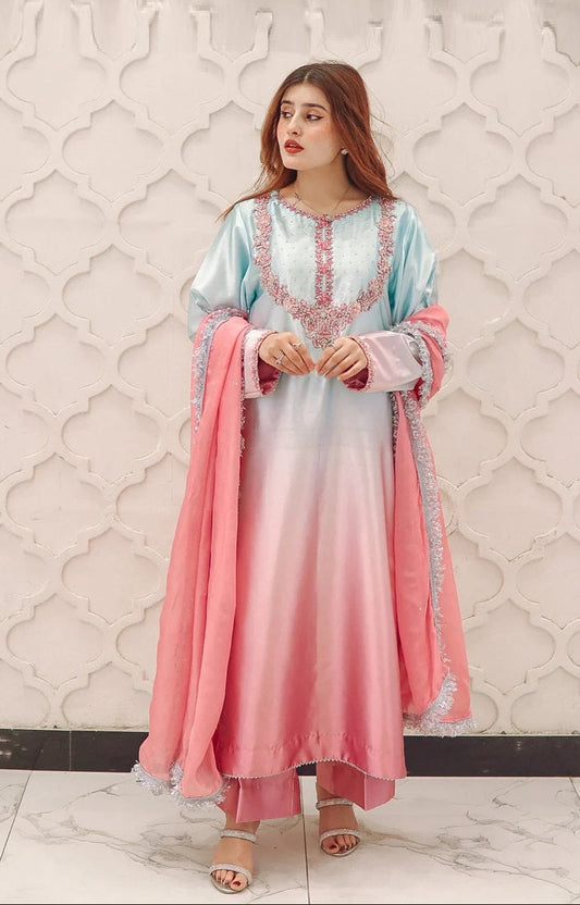 Poshkari Luxury Silk Embroidered 3Pc Unstitched Suit Aab-e-Haya