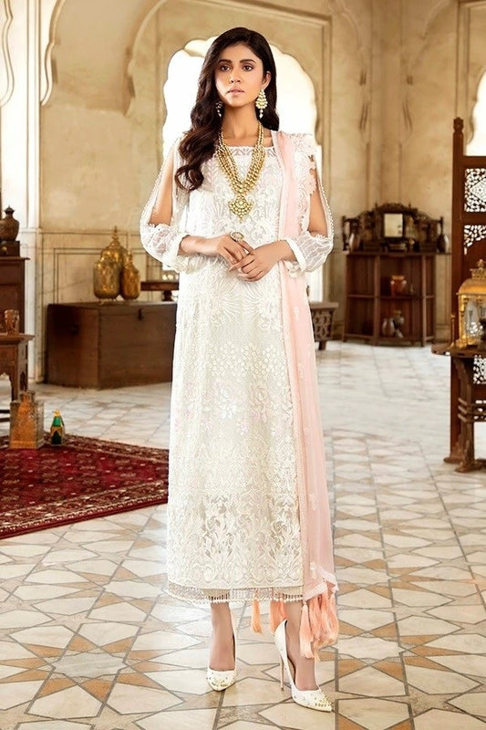 Imrozia - Ivory Mist - Luxury Chiffon Embroidered 3 Piece Unstitched