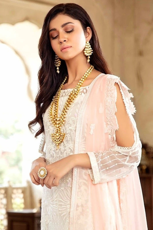 Imrozia - Ivory Mist - Luxury Chiffon Embroidered 3 Piece Unstitched