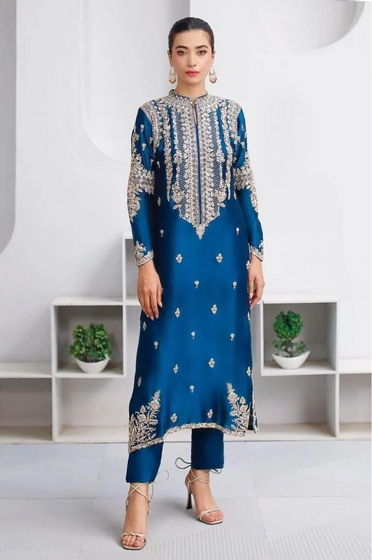 Waqar Asghar Luxury Raw Silk Hand Embroidered Collection Muskan 05