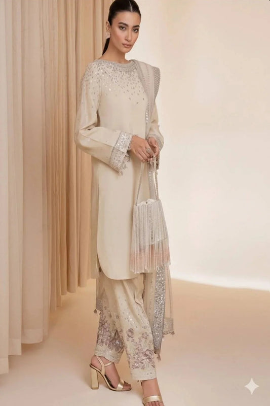 Jazmin Luxury Raw Silk Embroidered Unstitched 3 Piece - UR-7002
