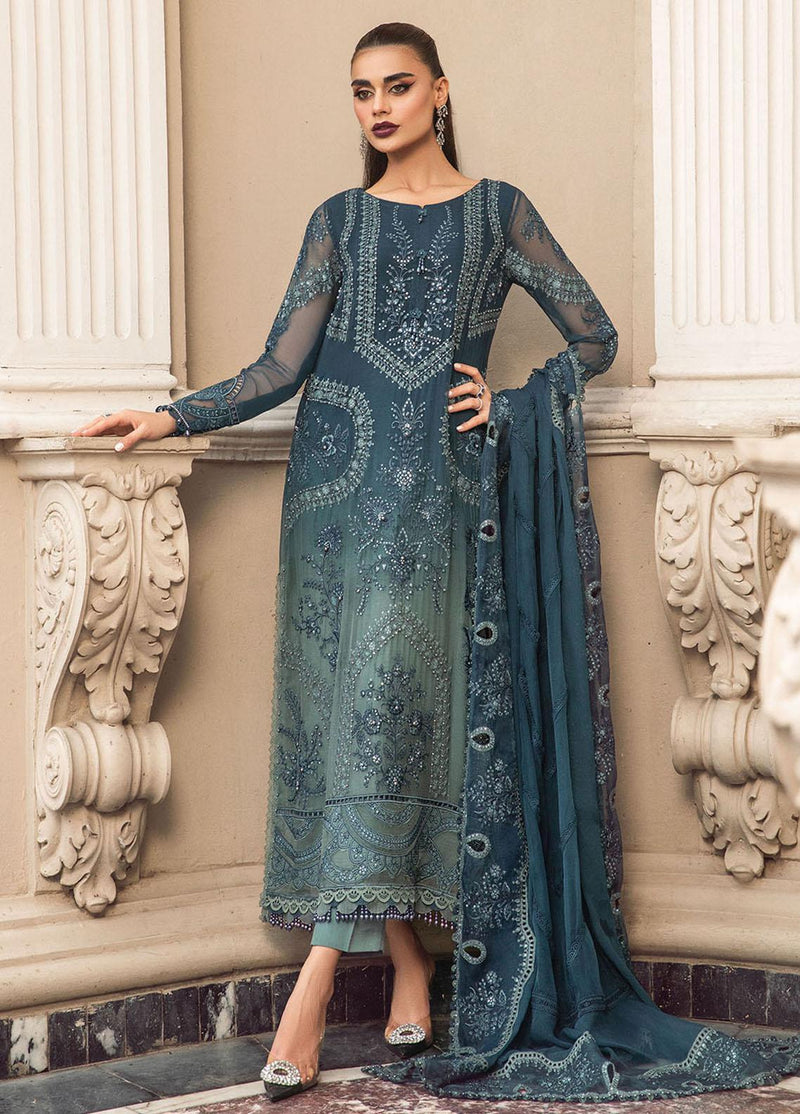 Maria.B Embroidered Chiffon Suits Unstitched 3 Piece MB23SC D2 - Luxury Collection