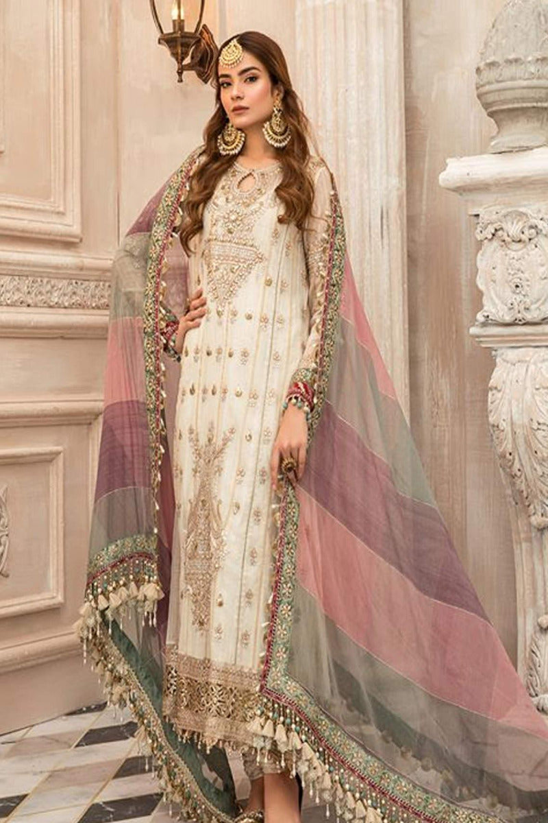 Maria.B Embroidered Unstitched 3 Piece Suit D- 02 - Luxury Wedding Collection