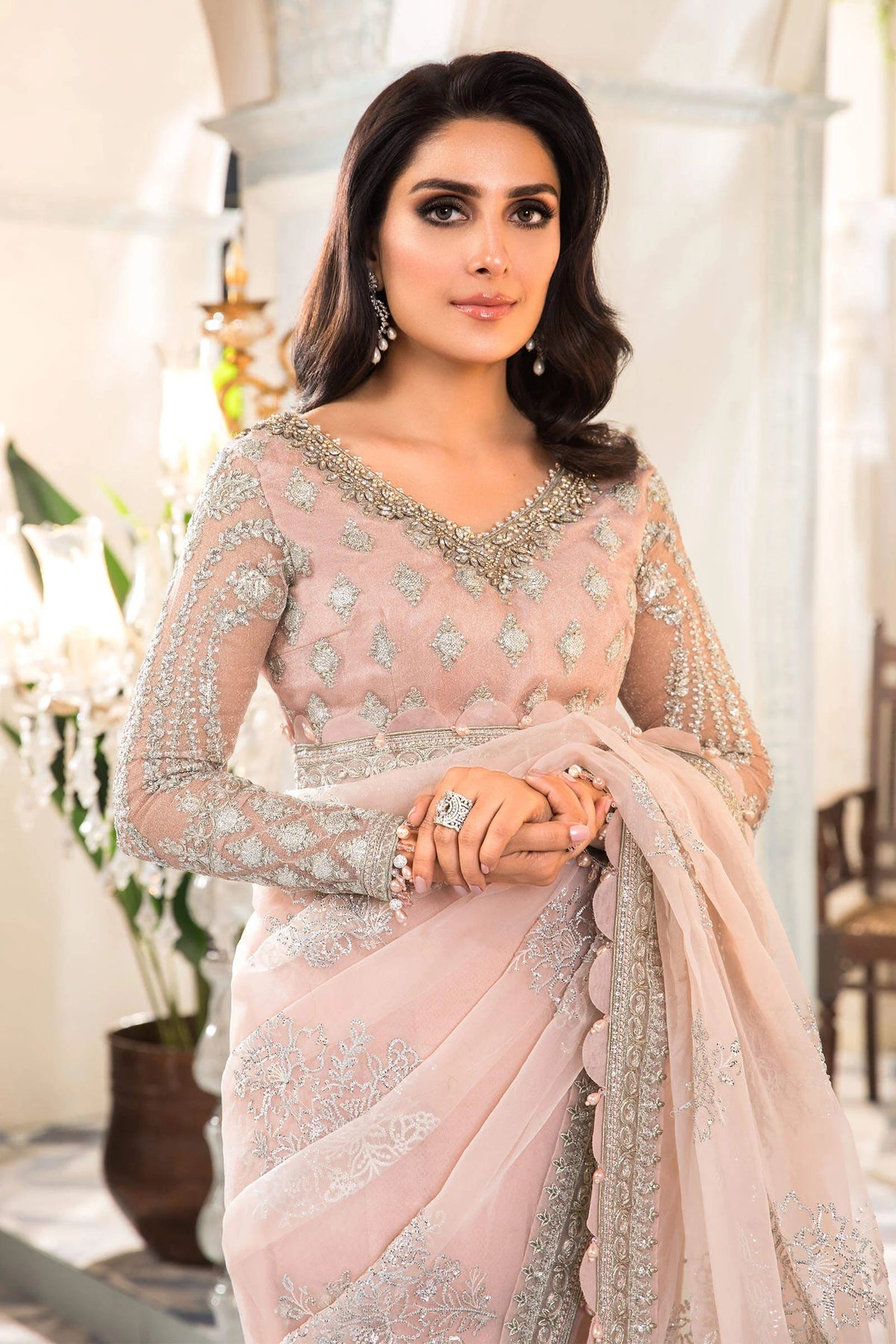 Maria b online rose gold saree
