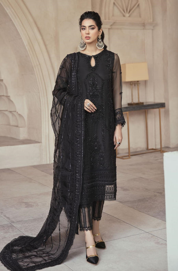 Mushq Festive Net Embroidered Unstitched Suit OPIUM