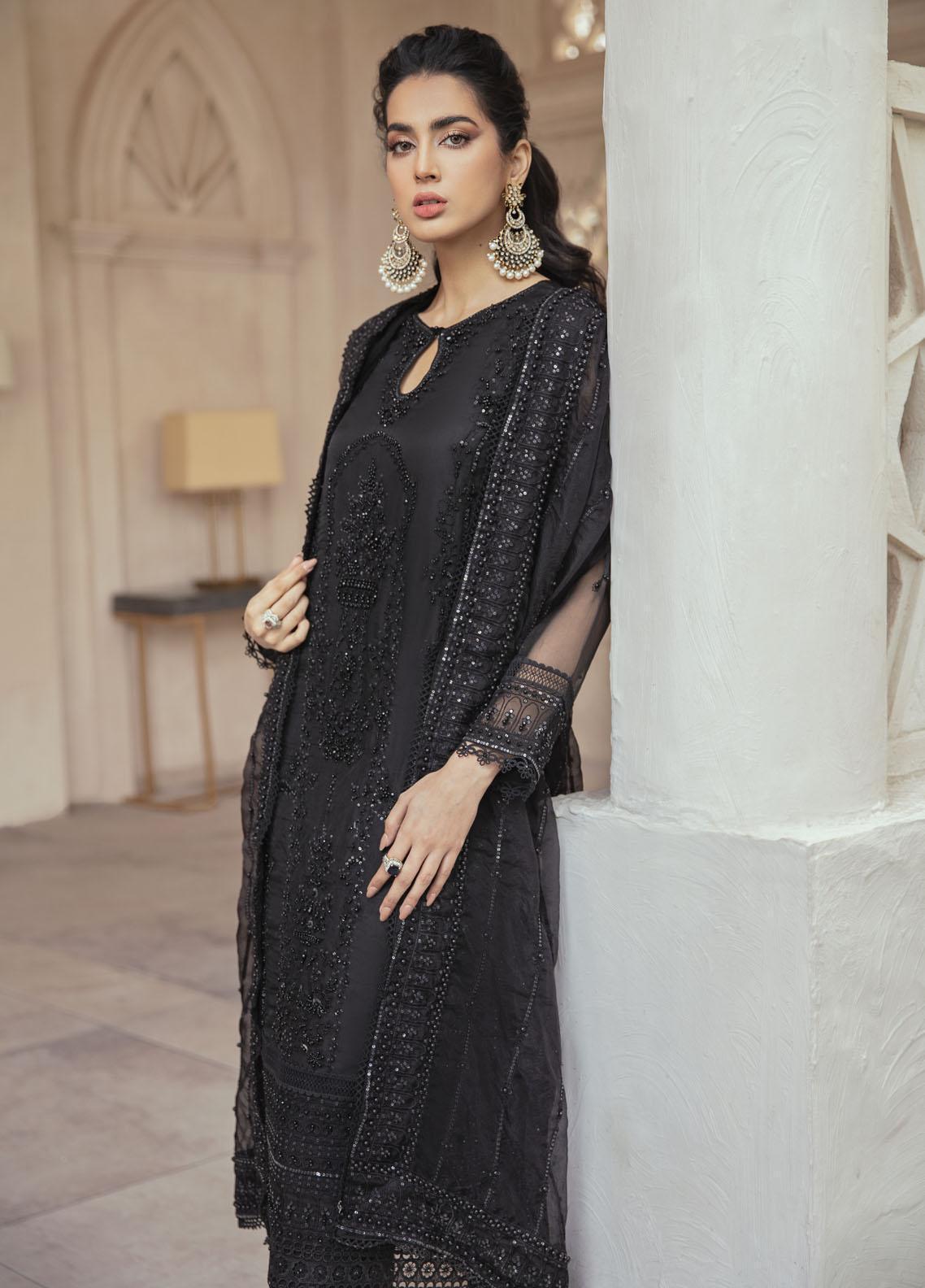 Mushq Festive Net Embroidered Unstitched Suit OPIUM