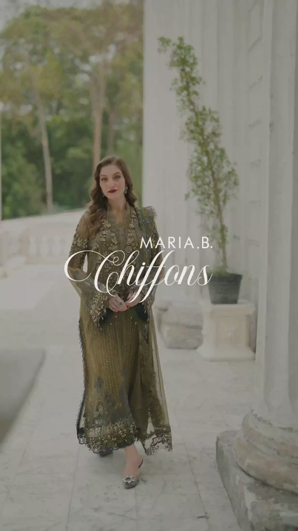 Maria.B Unstitched 3 Pcs Embroidered Pure Chiffon Suit | MPC-24-108