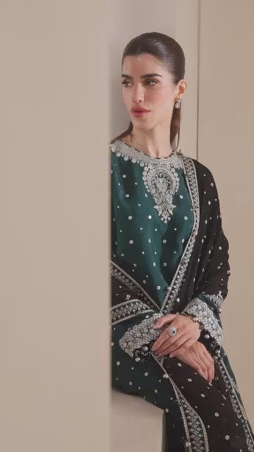 Jazmin Premium Embroidered Unstitched 3 Pc Raw Silk UR-7035