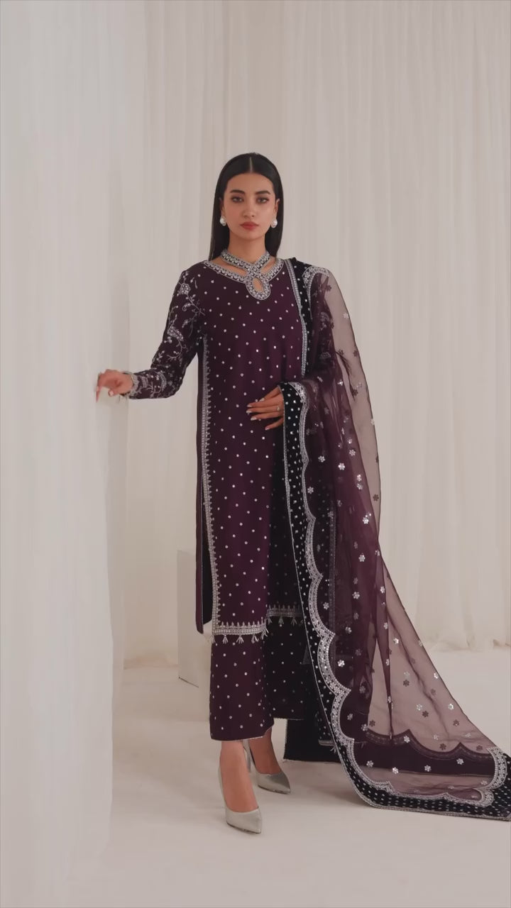 Jazmine Embroidered Raw Silk Unstitched 3 Pc UR-7011 Luxury Embroidered Collection