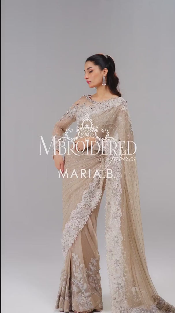 Maria.B Wedding Festive Pure Chiffon Hand Work Saree Unstitched BD-2801