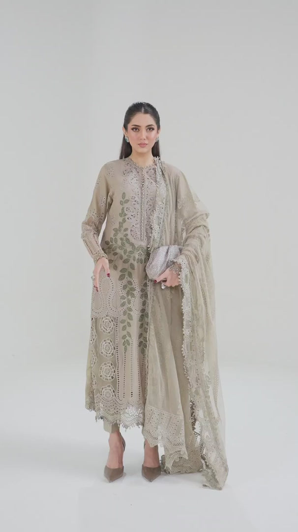 Maria.B Luxury Lawn Embroidered Unstitched Collection 2503-A Coffee