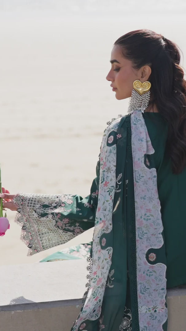 Qalamkar Luxury Lawn Embroidered 3 Piece Unstitched FK-13 ELIZA