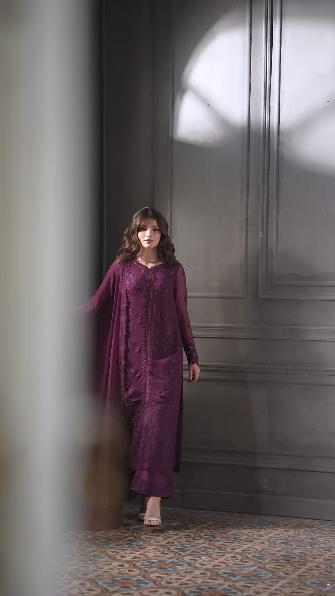 Azure Wedding Festive Luxury Chiffon Embroidered Collection Rose Noir