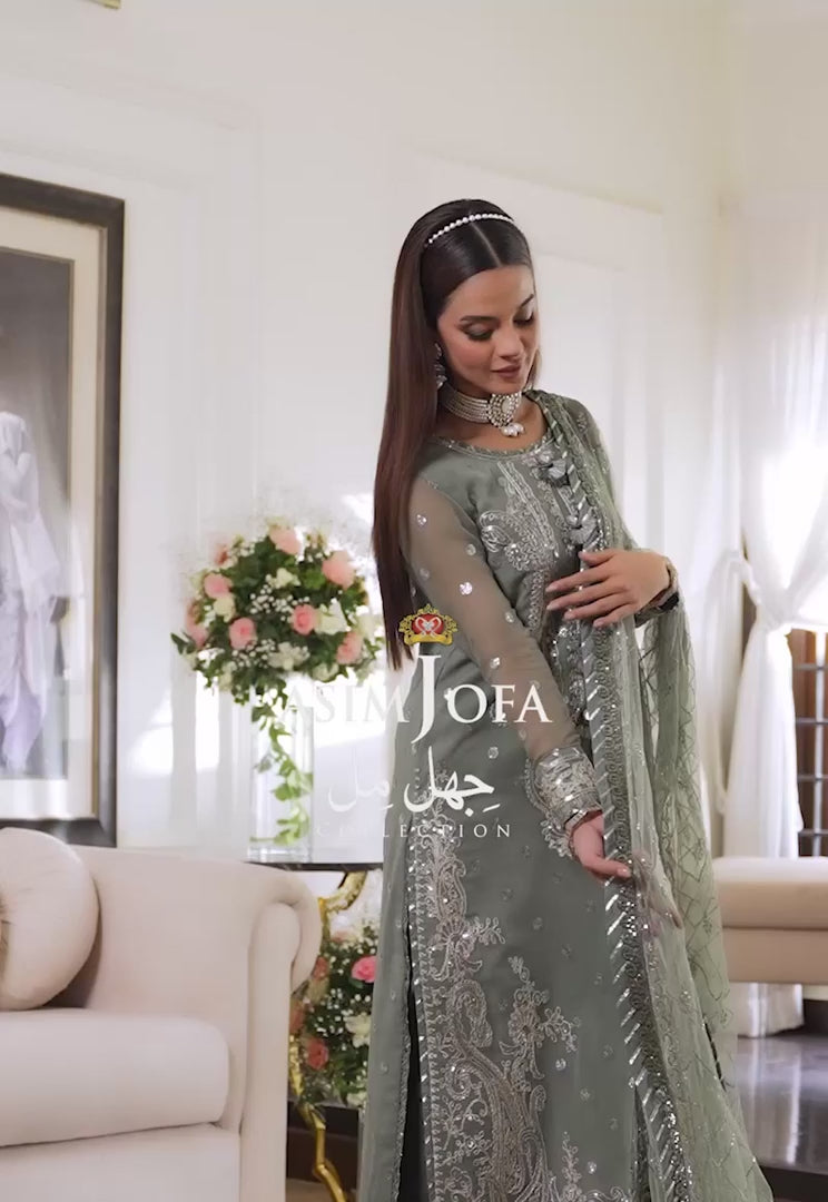 Asim Jofa Luxury Embroidered Chiffon Unstitched 3 Pc AJJM-20