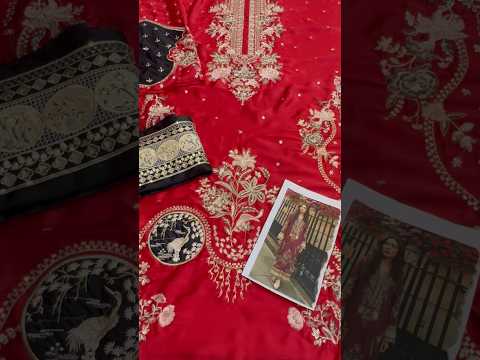 ETHNC Kaftan Luxury Raw Silk Embroidered 3Pc Unstitched Suit PA-164