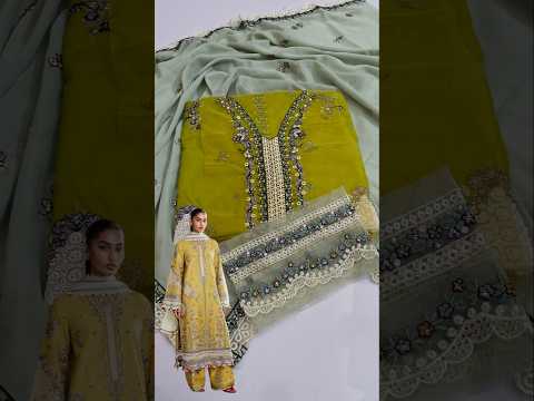 Hussain Rehar Luxury Lawn Embroidered 3Pc Unstitched Suit Sari