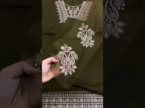 Poshkari Olive Luxury Dhanak Lawn Embroidered 2Pc Unstitched Suit PA-210