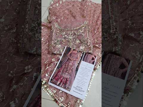 Hussain Rehar Sham Luxury Net Embroidered 3Pc Unstitched Suit Dusty Pink
