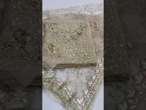 Faiza Saqlain Luxury Chiffon Embroidered 3Pc Unstitched Suit - Asfoureh - PA 0087