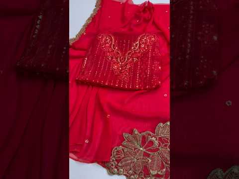 Azure Luxury Chiffon Embroidered 3Pc Unstitched Suit - Cherry Blossom PA-108