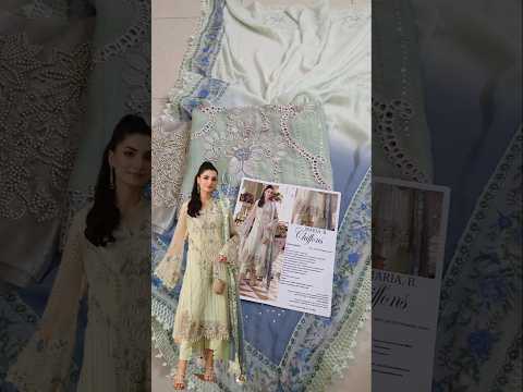Maria B Luxury Embroidered Chiffon 3Pc Unstitched Suit MPC-26-105-Pistachio Green
