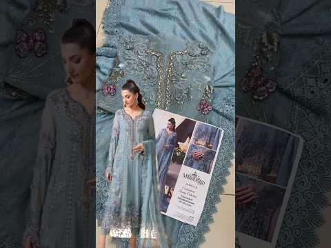 Maria B Luxury Embroidered Chiffon 3Pc Unstitched / Stitched Suit MPC - 26 - 106 - Slate Blue PA-115