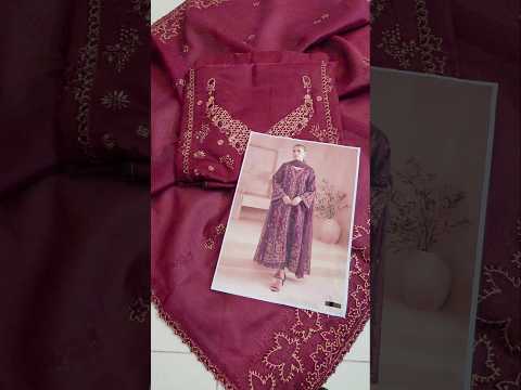Afrozeh - Luxury Lawn Embroidered 3 Piece Unstitched - Maroon