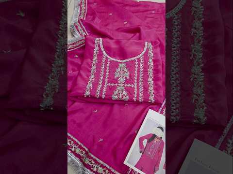 Huma Mistry Luxury Tussle Silk Embroidered Unstitched 3PC Suit -Fuchsia Flame