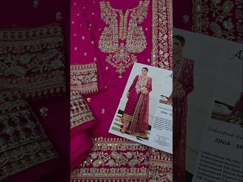 ANEELAS Luxury Embroidered Silk Unstitched 3PC Suit-Zinia