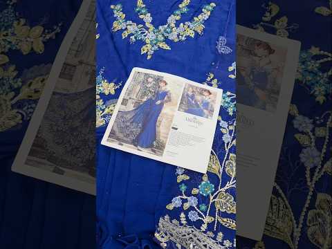 Maria.B Cobalt Blue BD-2704 Luxury Pure Chiffon Embroidered 3 Pc Unstitched Saree PA-219