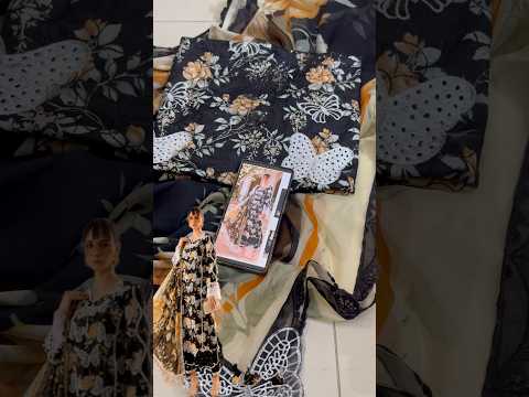 Maria B Luxury Embroidered Lawn 3Pc Unstitched Suit-Butter Fly Black