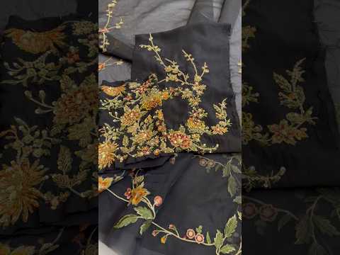 Hussain Rehar Luxury Embroidered Raw Slik Unstitched 3Pc Suit - Sitara Noir - PA - 0095