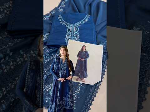 Pakeeza Dark Blue Luxury Embroidered Lawn 3Pc Unstitched Suit