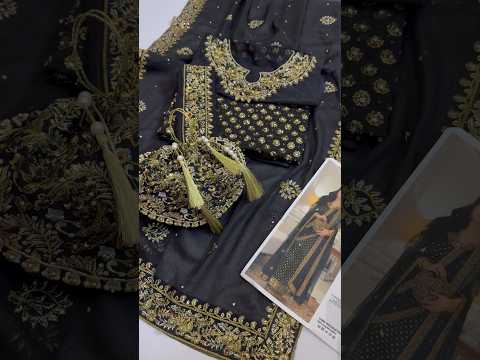 Haris Shakeel (black )Aisha afridi Luxury Chiffon Embroidered 3Pc Unstitched PA-149