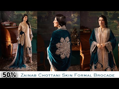 Zainab Chottani Skin Formal Brocade Tissue With 9000 MICRO VELVET SHAWL 3PC PA-198