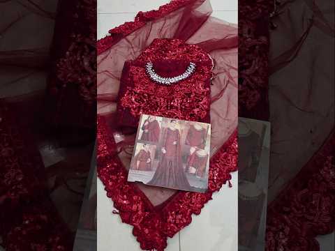 Maria.B - Ruby Red - Luxury Chiffon Embroidered 3 Piece Unstitched