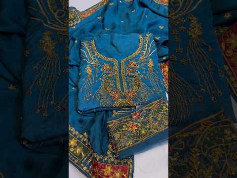 Pehnawa Luxury Raw Silk Embroidered 3Pc Unstitched Suit Azure Dynasty