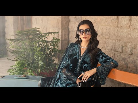 Maria B WLS-1310-Teal Luxury Embroidered Velvet 3Pc Unstitched Suit PA-153