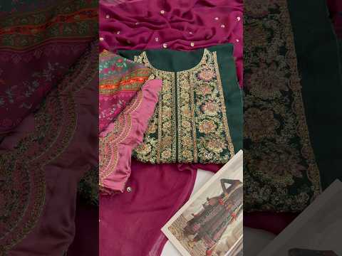 Hussain Rehar Luxury Raw Silk Embroidered 3Pc Unstitched Suit Morni