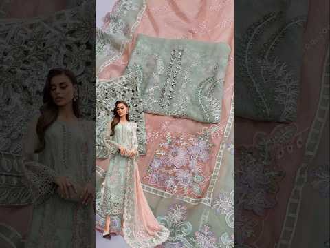 Maria B MPC-23-104-Mint Green Luxury Chiffon Embroidered 3Pc Unstitched Suit PA-216