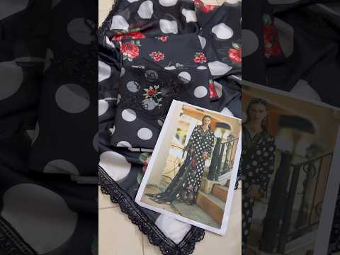 Noor By Saadia -Swiss Lawn Embroidered 3 Piece Unstitched - Black Polka